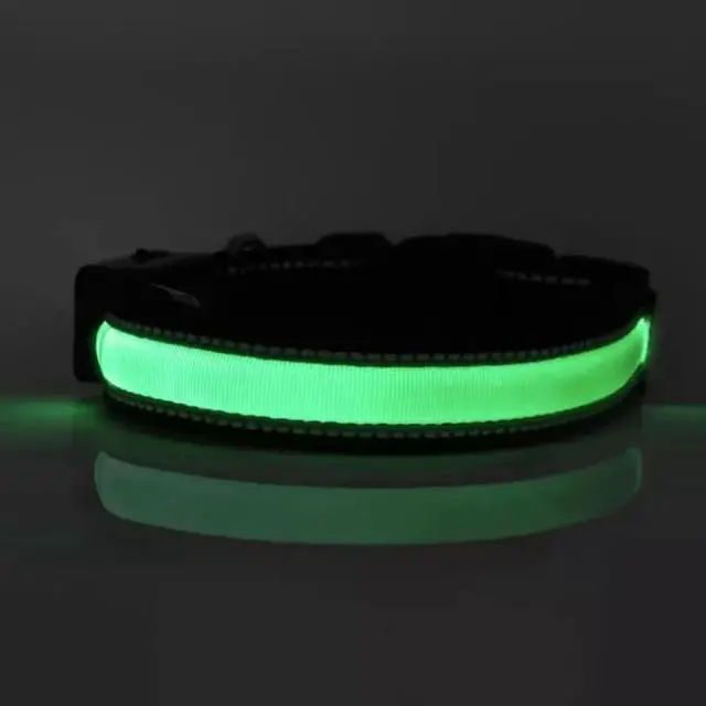 Alt view image 2 of 7 - Solar & USB Rechargeable LED Lighting Dog Collar for Outdoor Safety Medium Green