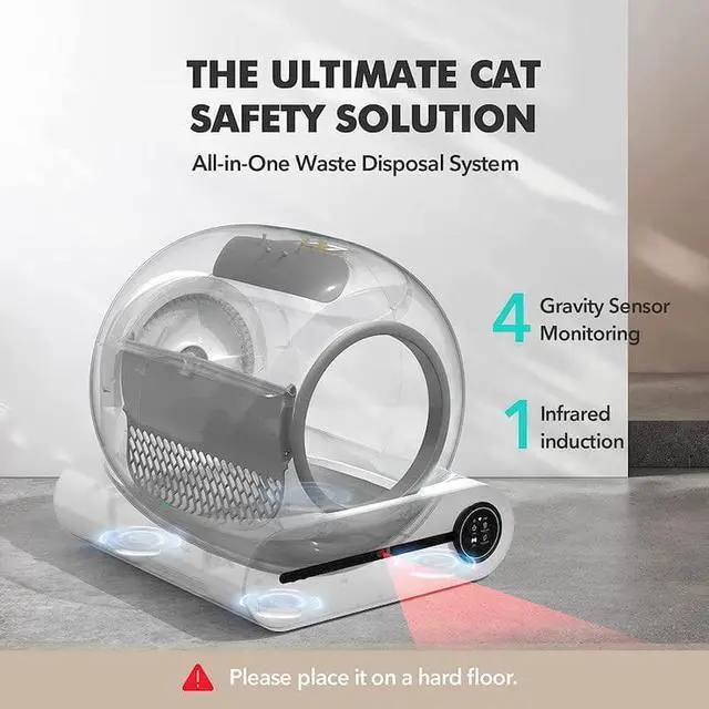 Alt view image 5 of 7 - Smart Self-Cleaning Cat Litter Box,Automatic Cat Litter Cleaning Robot with 65L+9L Large Capacity/APP Control/Ionic Deodorizer for Multiple Cats