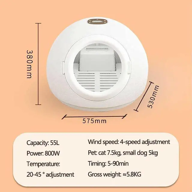 Alt view image 6 of 7 - New Cat and Dog Pet Drying Box Revolving Door Lock Dryer Pet Grooming Supplies Intelligent Temperature Control 360 Degree Circulating Air Cat and Dog Hair Dryer
