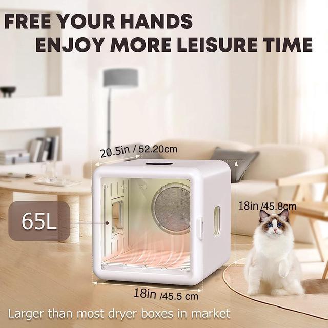 Alt view image 7 of 7 - Automatic Pet Dryer Box for Cats and Small Dogs,(65L) Cat Dryer, Ultra Quiet Dog Hair Dryer with Smart Temperature Control and 360° Drying