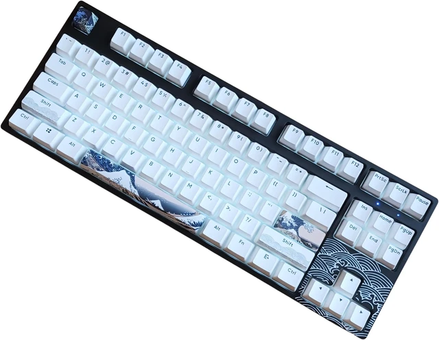 Main image of KBParadise New V80 White LED Backlight Great Wave Wired 87Key Mechanical Keyboard, Hot Swappable , 80% TKL Size,White Backlight, PBT Double Shot keycap ,N-Key, Black Case , Gateron G Pro Silver Switch