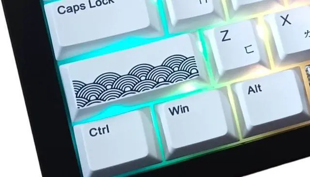 Alt view image 5 of 7 - KBParadise V75 RGB LED Backlight Great Wave Wired 75% 82Key Mechanical Keyboard, Black Case ,18 RGB Backlight Effects, Dye-sublimation keycap ,Hot Swappable,N-Key Rollover ,Kailh Box Red Switch