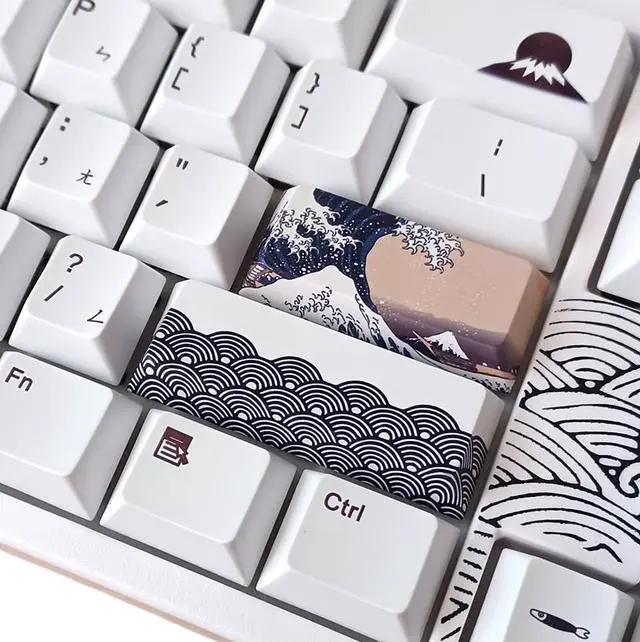 Alt view image 3 of 7 - KBParadise VX80 RGB Great Wave Wired 87Key Mechanical Keyboard, Hot Swappable , 80% TKL Size,RGB Backlight , Dye Sublimination keycap ,N-Key , White Case ,Cherry MX2A RGB Blue