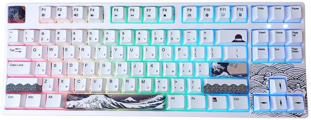 Main image of KBParadise VX80 RGB Great Wave Wired 87Key Mechanical Keyboard, Hot Swappable , 80% TKL Size,RGB Backlight , Dye Sublimination keycap ,N-Key , White Case ,Kailh Box white