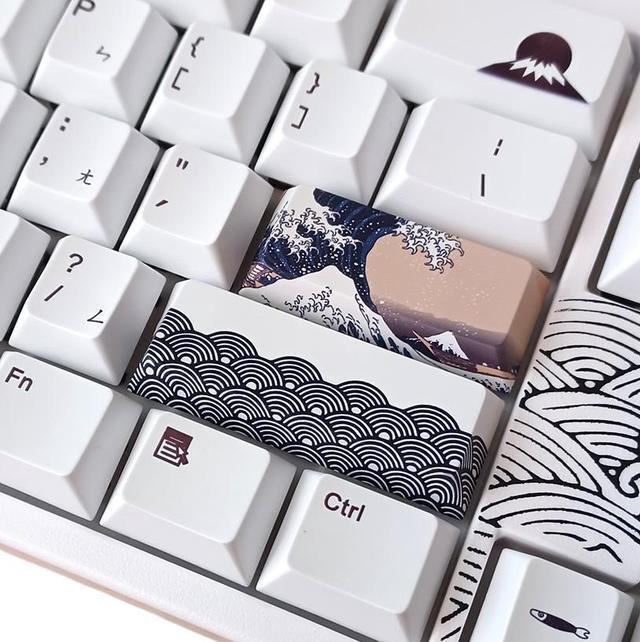 Alt view image 3 of 7 - KBParadise VX80 RGB Great Wave Wired 87Key Mechanical Keyboard, Hot Swappable , 80% TKL Size,RGB Backlight , Dye Sublimination keycap ,N-Key , White Case ,Kailh Box white