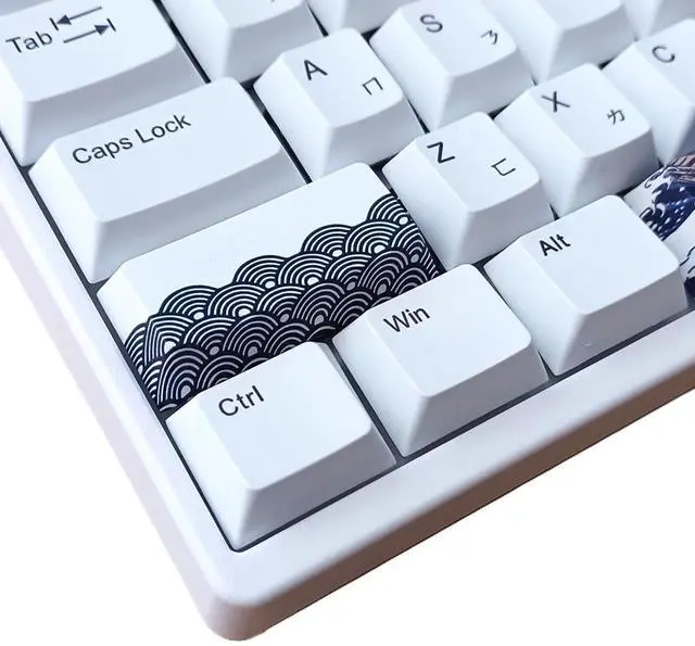 Alt view image 5 of 7 - KBParadise VX80 RGB Great Wave Wired 87Key Mechanical Keyboard, Hot Swappable , 80% TKL Size,RGB Backlight , Dye Sublimination keycap ,N-Key , White Case , Kailh Box Red