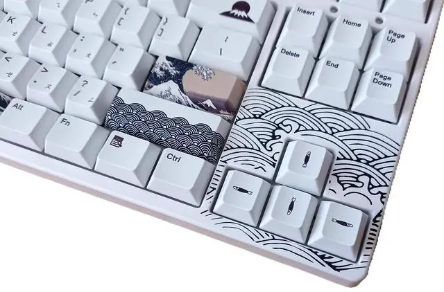 Alt view image 4 of 7 - KBParadise VX80 RGB Great Wave Wired 87Key Mechanical Keyboard, Hot Swappable , 80% TKL Size,RGB Backlight , Dye Sublimination keycap ,N-Key , White Case , Kailh Box Red