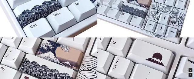 Alt view image 7 of 7 - KBParadise VX80 RGB Great Wave Wired 87Key Mechanical Keyboard, Hot Swappable , 80% TKL Size,RGB Backlight , Dye Sublimination keycap ,N-Key , White Case , Kailh Box Red