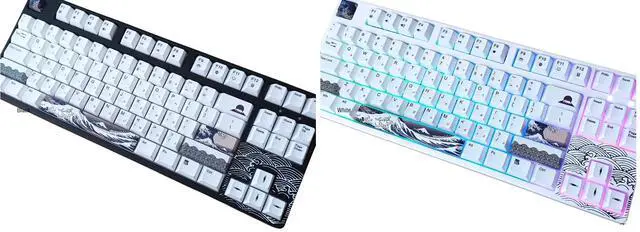 Alt view image 5 of 6 - KB Paradise VX80 RGB LED Backlight Great Wave Wired 80% 87Key TMechanical Keyboard, Black Case ,18 RGB Backlight Effects, Dye-sublimation keycap ,Hot Swappable,N-Key Rollover Kailh Box Red