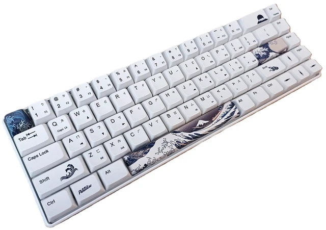 Alt view image 2 of 7 - KBParadise V65 Great Wave ,65% 68 Keys Mini Wired Mechanical Keyboard , NO Backlit, Hot Swappable , PBT Double Shot Keycap , Compatible with Windows , Kailh Box Thick Navy Switch