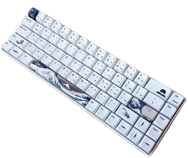 Alt view image 4 of 7 - KBParadise V65 Great Wave ,65% 68 Keys Mini Wired Mechanical Keyboard , NO Backlit, Hot Swappable , PBT Double Shot Keycap , Compatible with Windows , Cherry MX Brown