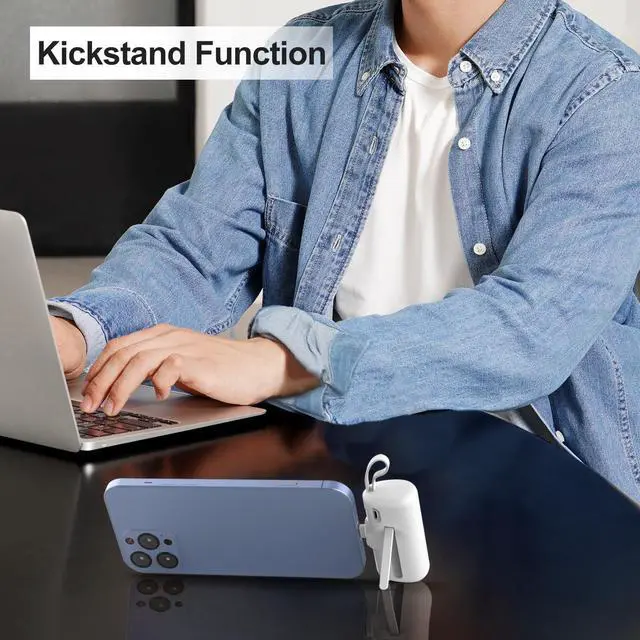 Alt view image 4 of 7 - Mini Portable Charger for iPhone, 5000mAh Power Bank, Dual Charging with USB C Cable, LED Display Battery Pack, Backup Charger, Travel Essentials compatible With iPhone 14 /13/12/11 series & Android