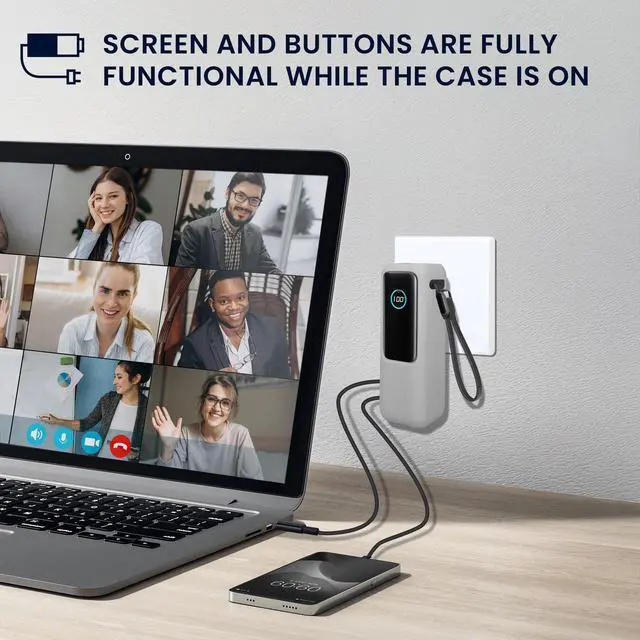 Alt view image 3 of 7 - kwmobile Case Compatible with Anker Power Bank 25000mAh (A1695H11) - Portable Powerbank Cover - External Battery Charger Bag, Shockproof - Grey