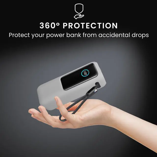 Alt view image 4 of 7 - kwmobile Case Compatible with Anker Power Bank 25000mAh (A1695H11) - Portable Powerbank Cover - External Battery Charger Bag, Shockproof - Grey