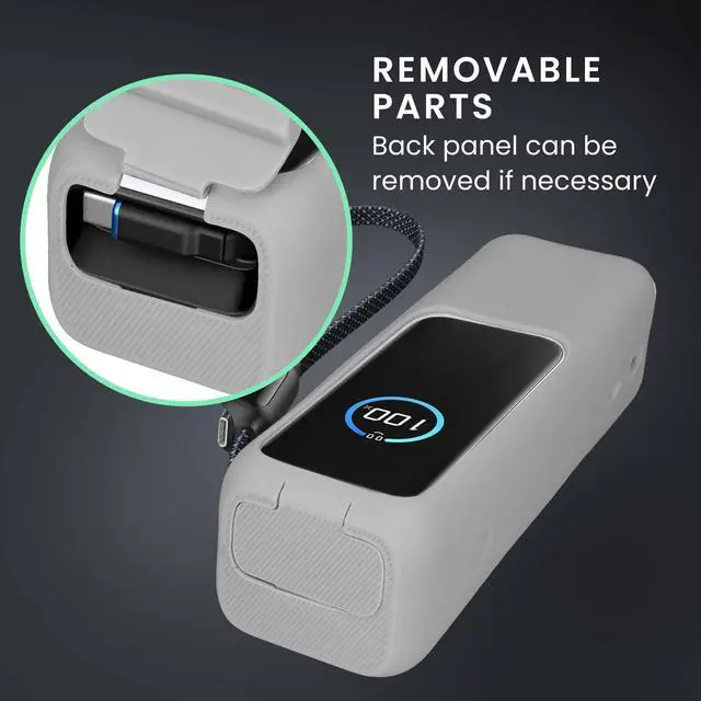 Alt view image 6 of 7 - kwmobile Case Compatible with Anker Power Bank 25000mAh (A1695H11) - Portable Powerbank Cover - External Battery Charger Bag, Shockproof - Grey