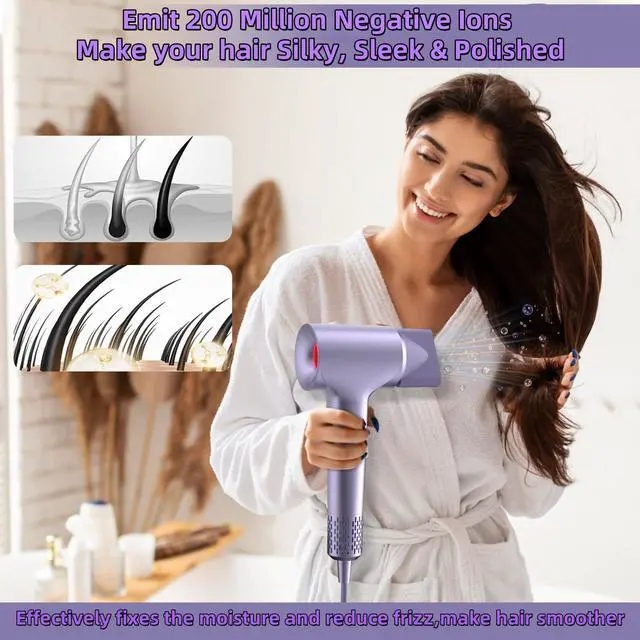 Alt view image 2 of 7 - 110000 RPM Brushless High Speed Plasma Hair Dryer for Home Travel