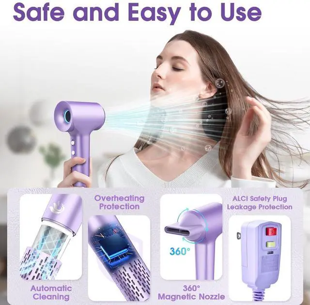 Alt view image 4 of 7 - 110000 RPM Brushless High Speed Plasma Hair Dryer for Home Travel
