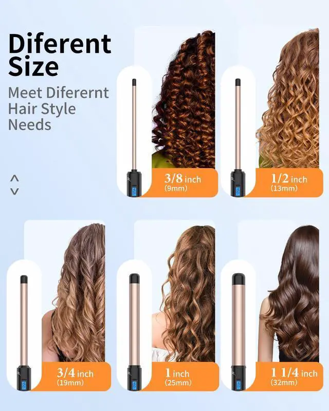 Alt view image 6 of 6 - 1 Inch Curling Wand Long Barrel, Dual Voltage Hair Curling Iron Wand Ceramic for Long Hair,10 Adjustable Temp