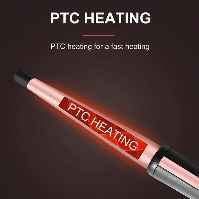 Alt view image 4 of 7 - Hair Curling Wand, 0.5-1Inch Tapered Curling Iron, Professional Ceramic Hair Curler Wand with Heat-Resistant Glove, Dual Voltage (Pink)