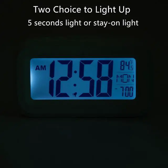 Alt view image 5 of 7 - FAMICOZY Small Digital Alarm Clock with Temperature Grey