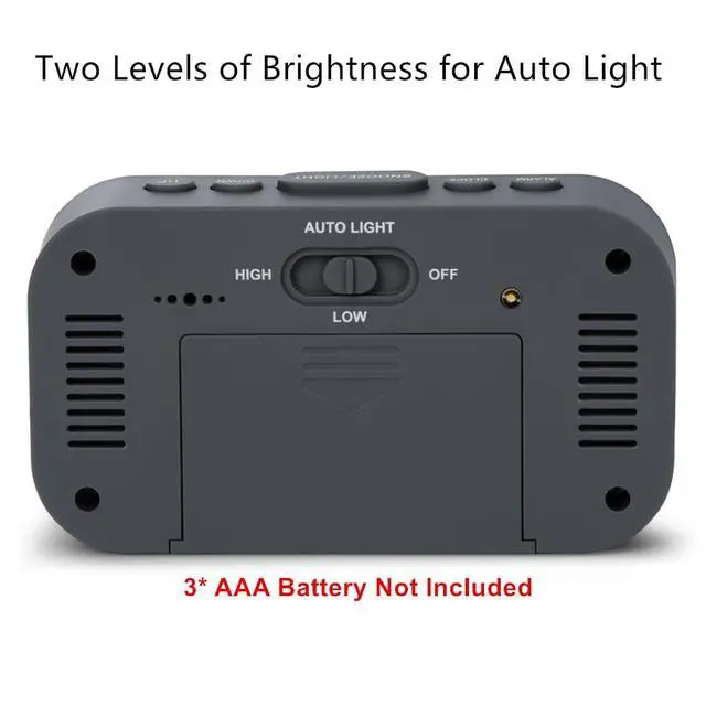 Alt view image 6 of 7 - FAMICOZY Small Digital Alarm Clock with Temperature Grey