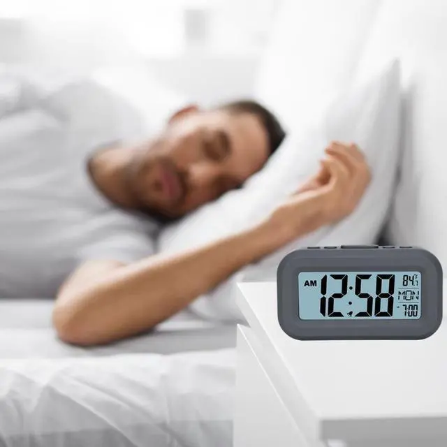 Alt view image 7 of 7 - FAMICOZY Small Digital Alarm Clock with Temperature Grey