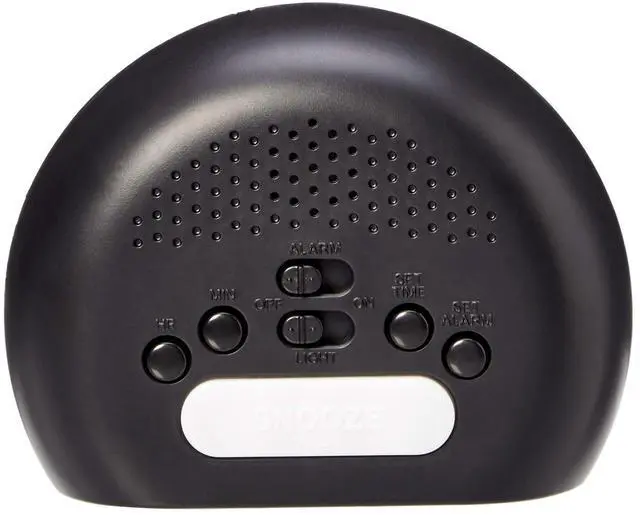 Alt view image 4 of 5 - Small Digital Oval Alarm Clock with LED Display, Nightlight, Snooze Function & Battery Backup, Black, 4.5 x 3.5 x 2.4 Inches