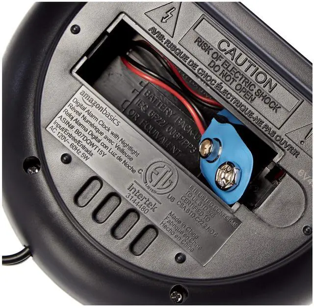 Alt view image 5 of 5 - Small Digital Oval Alarm Clock with LED Display, Nightlight, Snooze Function & Battery Backup, Black, 4.5 x 3.5 x 2.4 Inches