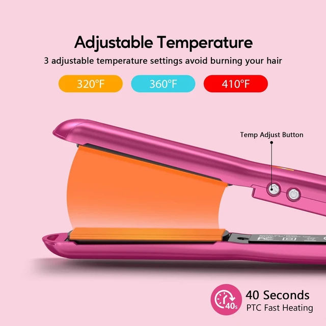 Alt view image 4 of 6 - Mini Flat Iron Adjustable Temperature, Travel-Size Mini Hair Straightener, Small Flat Irons for Short Hair/Curls Bangs, Ceramic Portable Tiny Hair Curler, Dual Voltage, Auto-Off, Pink, 1/2''
