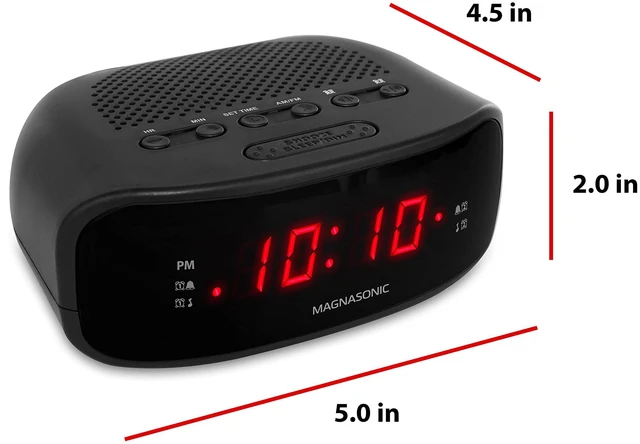 Alt view image 2 of 7 - Digital AM/FM Clock Radio with Battery Backup, Dual Alarm, Sleep & Snooze Functions, Display Dimming Option (EAAC200)
