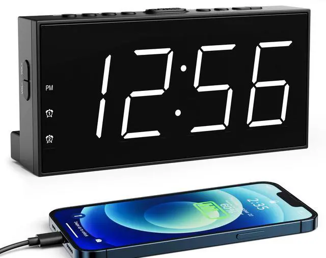 Main image of Alarm Clocks for Bedrooms,Digital Clock with 7.5''Large LED Display,Dual Alarms,USB Charging Port,5 Brightness,5 Volume,Big Snooze,12/24H&DST, Battery Backup, AC Powered Alarm Clock for Kids/Christmas