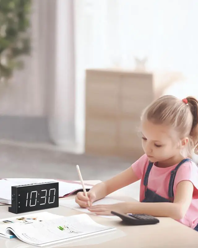 Alt view image 7 of 7 - Alarm Clocks for Bedrooms,Digital Clock with 7.5''Large LED Display,Dual Alarms,USB Charging Port,5 Brightness,5 Volume,Big Snooze,12/24H&DST, Battery Backup, AC Powered Alarm Clock for Kids/Christmas