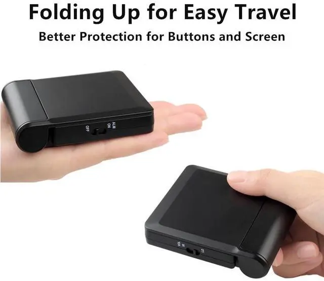 Alt view image 7 of 7 - FAMICOZY Small Folding Digital Travel Alarm Clock with Day/Month/Date/Indoor Temperature,Easy to Read and Set,High/Low Alarm Volume,9 Min Snooze,Backlight on Demand,Bedside Calendar Alarm Clock,Black