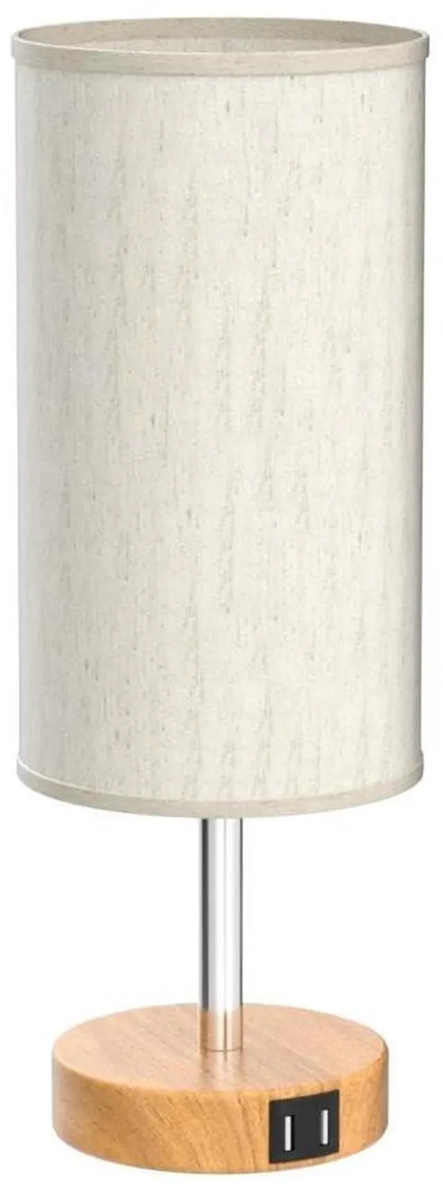 Alt view image 4 of 7 - r Bedside Table Lamp with USB Port - Touch Control for Bedroom 3 Way Dimmable Nightstand Lamp with Flaxen Fabric Shade for Living Room, Dorm, Home Office, Wood-Grain (LED Bulb Included)