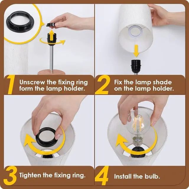 Alt view image 7 of 7 - r Bedside Table Lamp with USB Port - Touch Control for Bedroom 3 Way Dimmable Nightstand Lamp with Flaxen Fabric Shade for Living Room, Dorm, Home Office, Wood-Grain (LED Bulb Included)