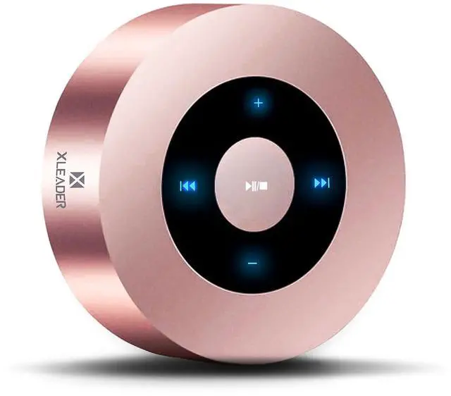 Main image of XLEADER Mini Bluetooth Speaker (Travel Case Provided) HD Sound&Rich Bass, Touch Design, 12-15H Playtime, Support Aux Input, Micro SD, Mic, for iPhone Laptop Shower Office, Ideal Gifts, Pink Rose Gold