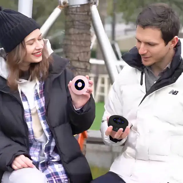 Alt view image 7 of 7 - XLEADER Mini Bluetooth Speaker (Travel Case Provided) HD Sound&Rich Bass, Touch Design, 12-15H Playtime, Support Aux Input, Micro SD, Mic, for iPhone Laptop Shower Office, Ideal Gifts, Pink Rose Gold