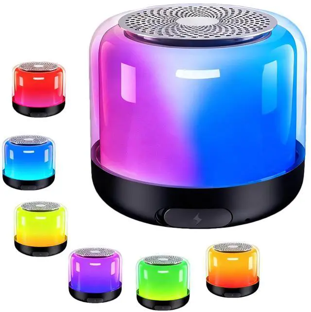 Main image of Roopersnake Portable Bluetooth Speakers with Colorful Lights, Loud Sound, Small Bluetooth Speaker with Wireless Stereo Pairing, HiFi Sound, Long Playtime,for Shower,Home,Outdoor-W