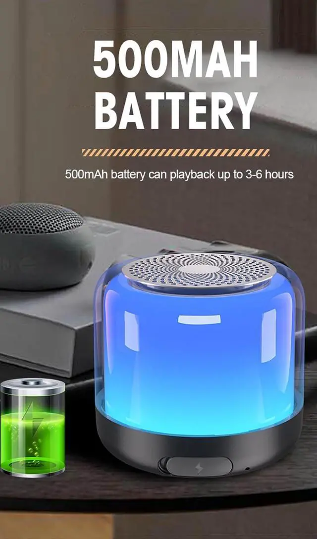 Alt view image 5 of 7 - Roopersnake Portable Bluetooth Speakers with Colorful Lights, Loud Sound, Small Bluetooth Speaker with Wireless Stereo Pairing, HiFi Sound, Long Playtime,for Shower,Home,Outdoor-W