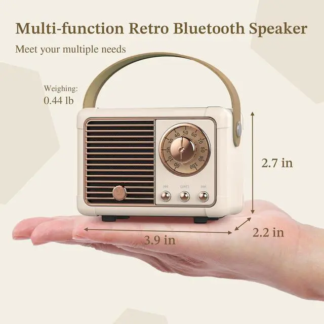 Alt view image 5 of 6 - PRUNUS J-999 Retro Bluetooth Speaker,Vintage Decor,Mini Wireless Bluetooth Speaker,Cute Old Fashion Style Support USB/TF Card/AUX for Kitchen Desk Bedroom Office Party Outdoor(Yellow)