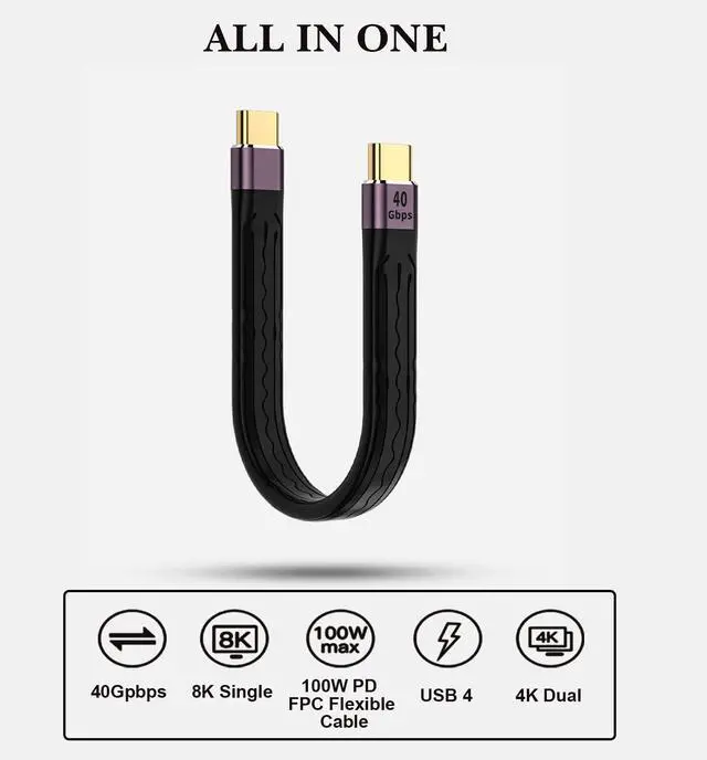 Alt view image 2 of 7 - YoungSelly Short-line(2/5FT) USB C to Type C Cable,Support Thunderbolt 4/3,USB 4, PD 100W Quick Charge,8K 4K Display,40Gbps Data Transfer Sync. Transfer for External Docking,MacBook,Phone