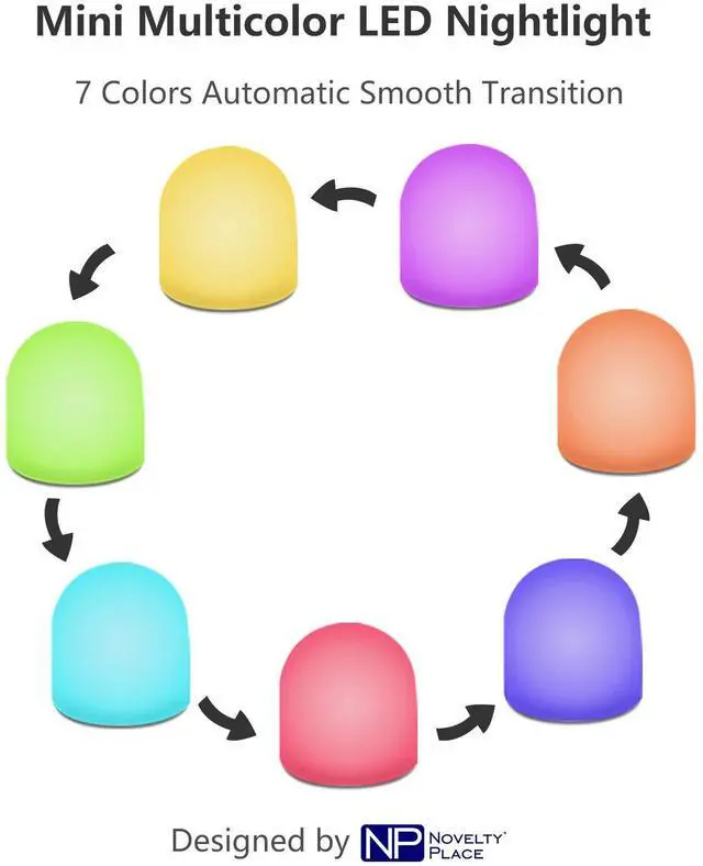 Alt view image 3 of 7 - Color Changing Mini Nightlight, Multicolor LED Mood Lighting - Night Light for Bedroom, Bathroom, Living Room - Battery Powered (Pack of 12)