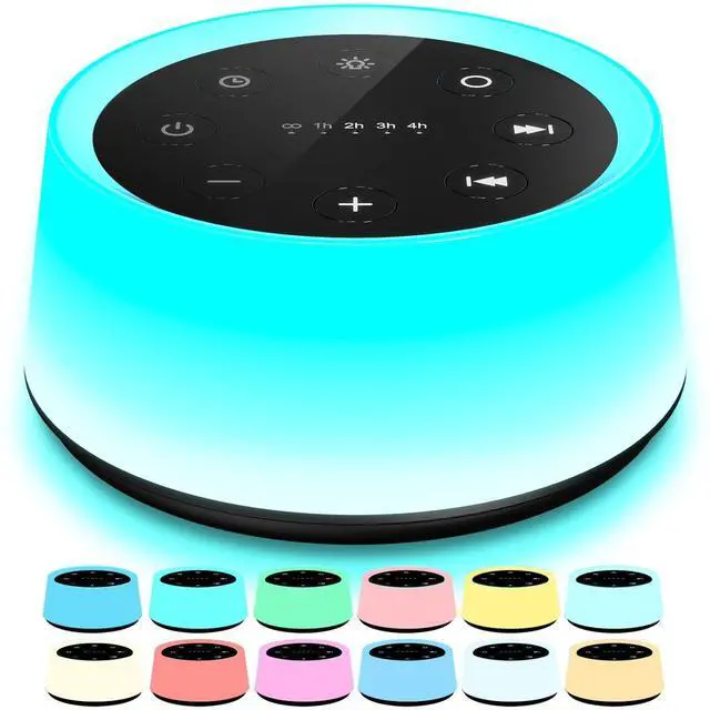 Main image of Sound Machine and White Noise Machine with 30 Soothing Sounds 12 Colors for Kids Adult Baby Night Light with Memory Function for Home Office (Black)