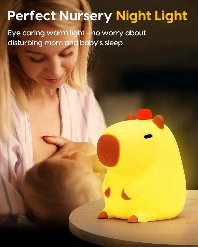 Alt view image 5 of 7 - Capybara Night Light, Cute Capybara Lamp, Silicone Dimmable Nursery Nightlight, Rechargeable LED Bedside Lamp with 20 Minutes Timer & Tap Control Baby Girls Women Bedrooms, Living Room
