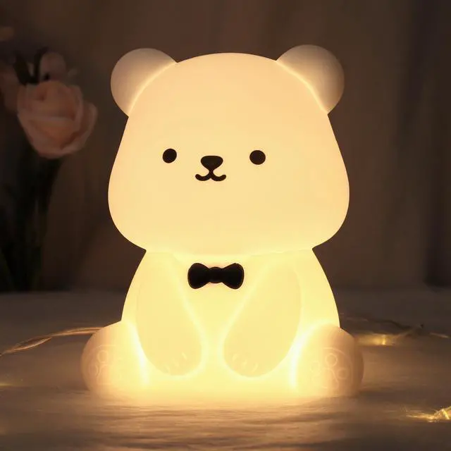 Main image of Attivolife Teddy Bear Night Light for Kids, Baby Nursery Beside Silicone Lamp, Protable USB Rechargeable Kids' Bedroom Nightlight with 8 Color Lights, Birthday Christmas Gifts for Girl Boy Children