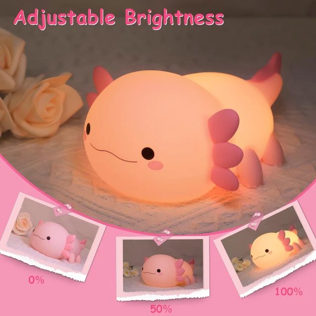 Alt view image 2 of 7 - Axolotl Gifts, Axolotl Night Light for Kids - Squishy Silicone LED Touch Cute Lamp, Xmas Birthday, Kawaii Bedroom Decor Nursery Lamp for Boys Girls Mom