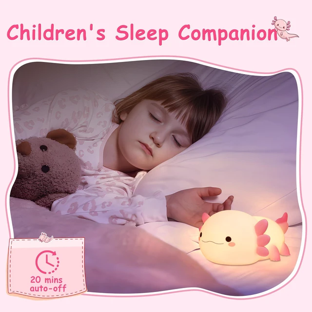 Alt view image 3 of 7 - Axolotl Gifts, Axolotl Night Light for Kids - Squishy Silicone LED Touch Cute Lamp, Xmas Birthday, Kawaii Bedroom Decor Nursery Lamp for Boys Girls Mom