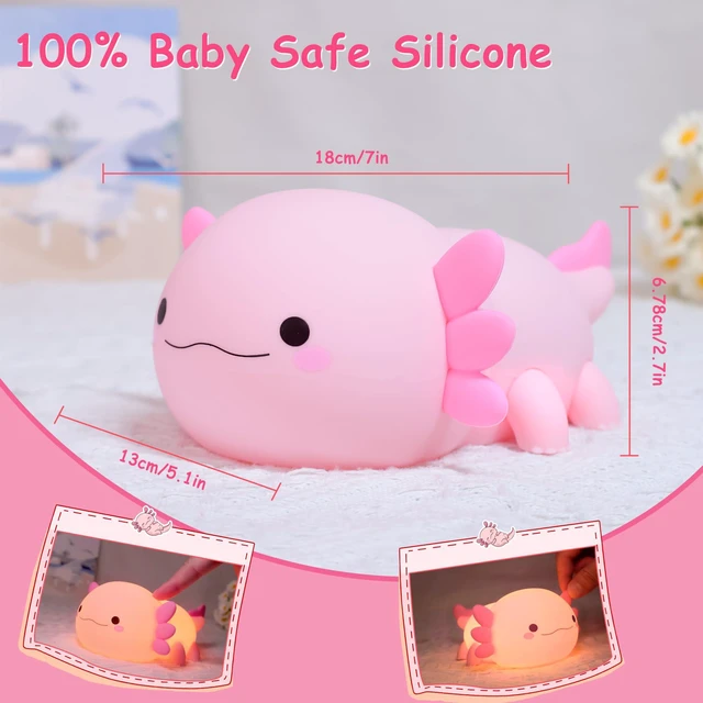 Alt view image 6 of 7 - Axolotl Gifts, Axolotl Night Light for Kids - Squishy Silicone LED Touch Cute Lamp, Xmas Birthday, Kawaii Bedroom Decor Nursery Lamp for Boys Girls Mom