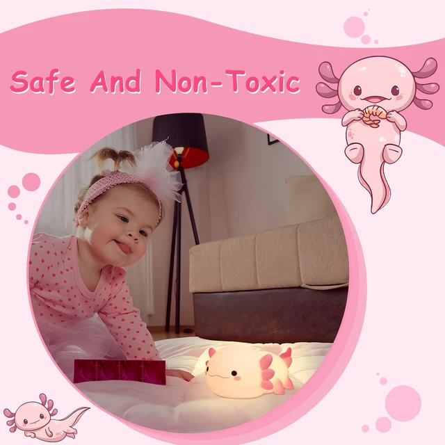 Alt view image 5 of 7 - Axolotl Gifts, Axolotl Night Light for Kids - Squishy Silicone LED Touch Cute Lamp, Xmas Birthday, Kawaii Bedroom Decor Nursery Lamp for Boys Girls Mom