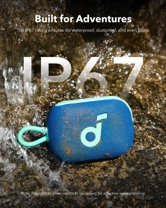 Alt view image 4 of 6 - soundcore Select 4 Go Bluetooth Shower Speaker by Anker, IP67 Waterproof/Dustproof, Portable Wireless Speaker, 20H Playtime, Floatable, Powerful Sound, Electronics for Outdoors/Home/Office/Travel-Blue